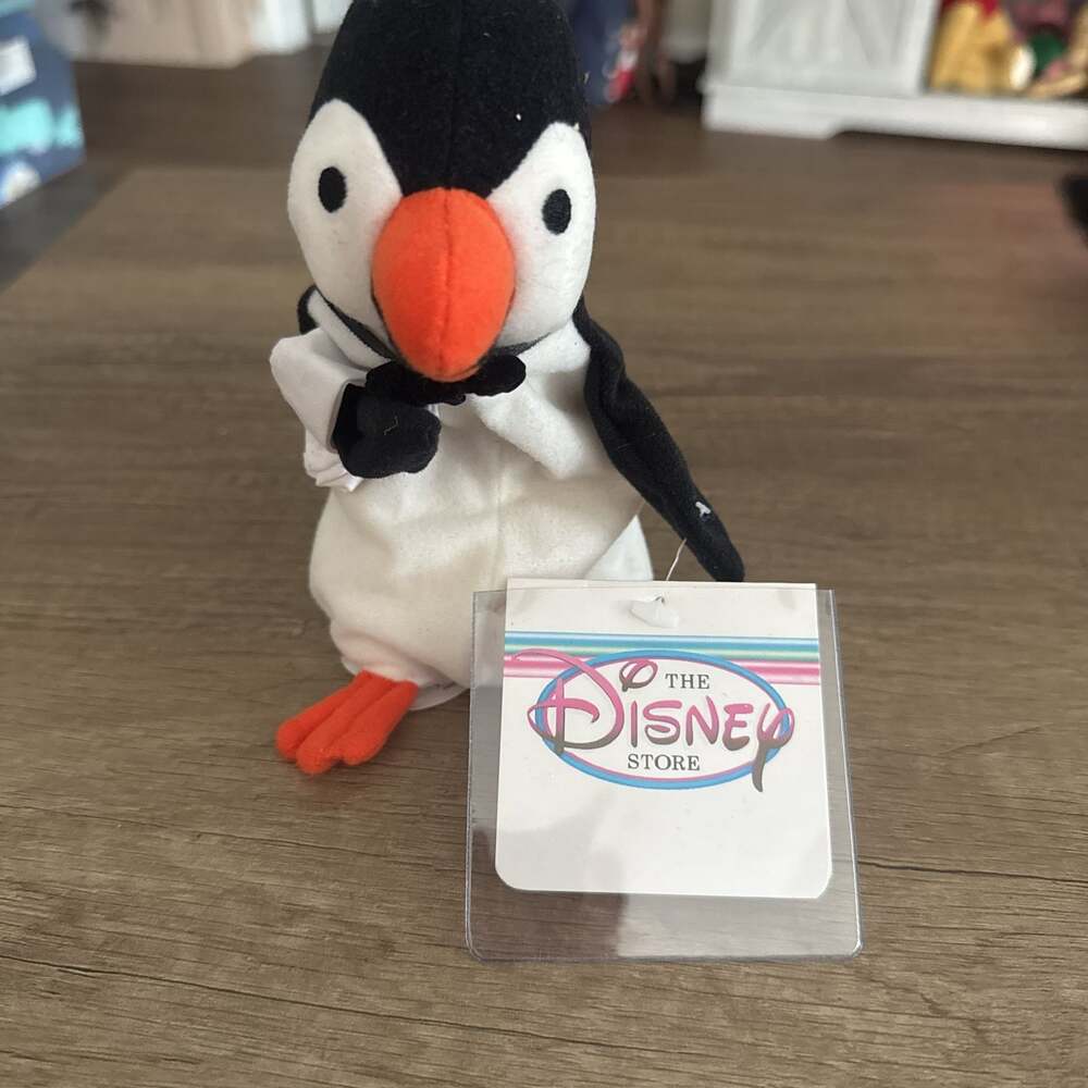 Walt Disney Store Mary Poppins Penguin Waiter 7" Bean Bag Stuffed Animal Toy‎